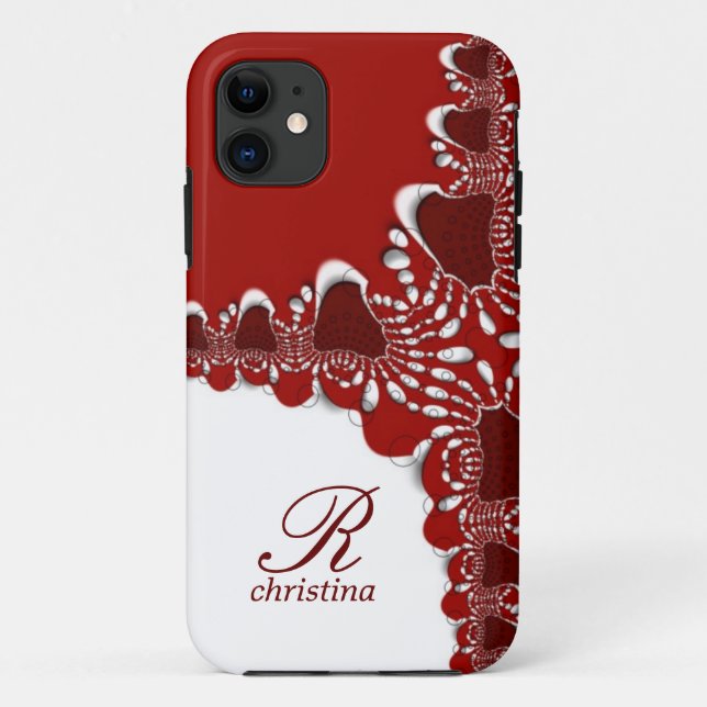 Red White Tribal Lace  Fractals Monogram iPhone 5 Case-Mate iPhone Case (Back)
