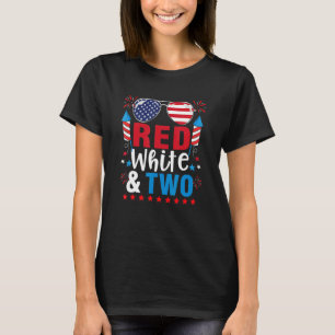 Red White & Two 2nd Birthday 4th Of July Boys Kid T-Shirt