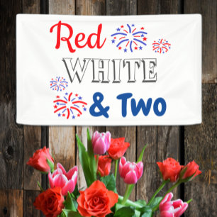 Red White & Two 2nd Birthday Banner