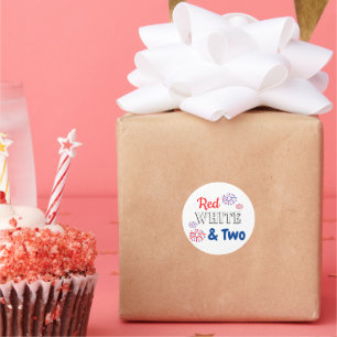 Red White & Two 2nd Birthday Classic Round Sticker