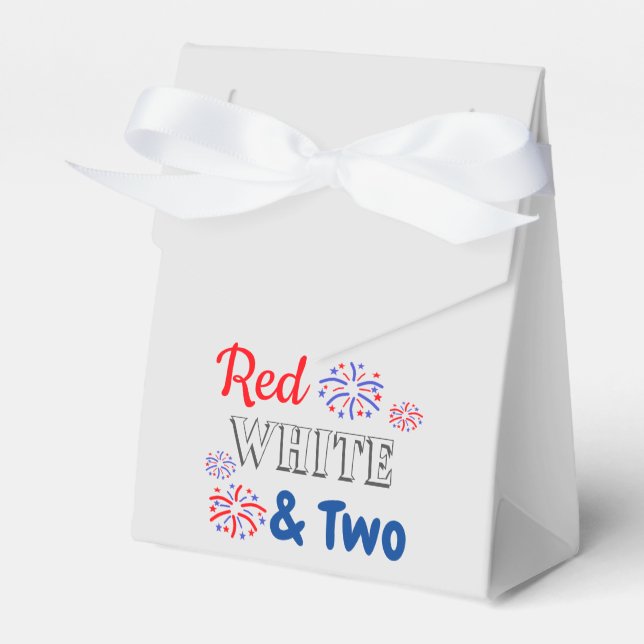 Red White & Two 2nd Birthday Favour Box (Front Side)