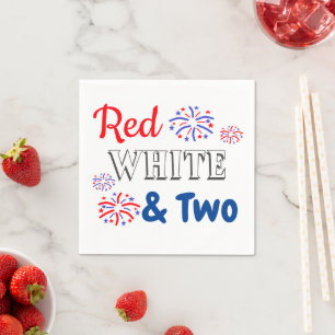 Red White & Two 2nd Birthday Napkin
