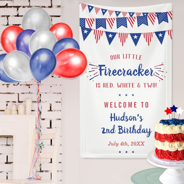 Red, White & Two! 4th Of July 2nd Birthday Banner (Creator Uploaded)