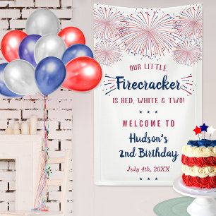 Red, White & Two! 4th Of July 2nd Birthday Banner