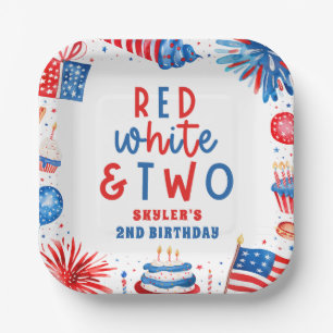 Red, White & Two 4th of July 2nd Birthday Party Paper Plate