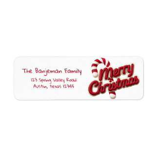 Red & White Typography Merry Christmas  Return Address Label