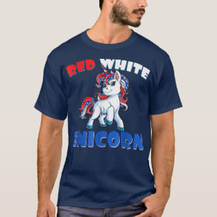 Red White Unicorn Lover Patriotic 4th Of July For  T-Shirt