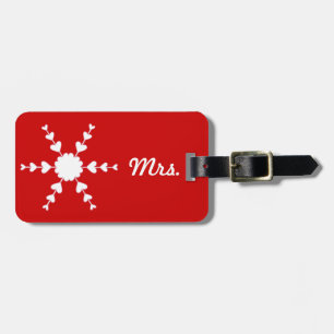 Red White Valentine Heart Snowflake Mrs. Lug. Tag
