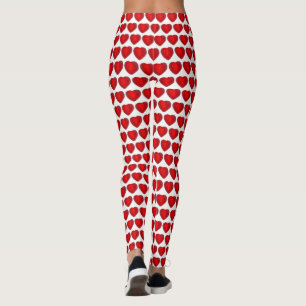 Red White Valentine's Day Candy Heart Love Pattern Leggings