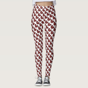 Red & white Valentine's Day Heart Pattern Leggings