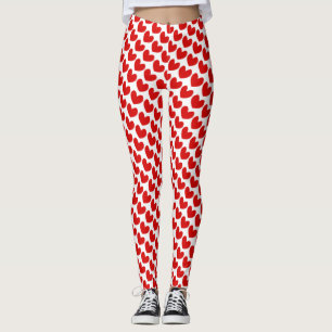 Red & white Valentine's Day Heart Pattern  Leggings