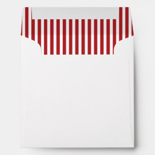 Red White Vertical Stripe Lined Envelope