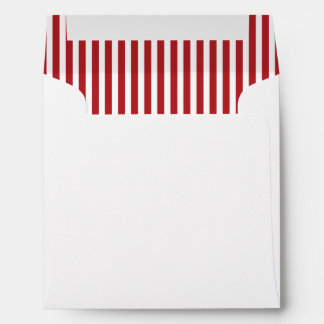 Red White Vertical Stripe Lined Envelope