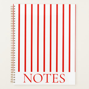 Red & White Vertical Stripe Modern Minimalist  Planner