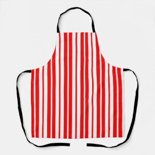 Red White Vertical Stripes Pattern Design Apron