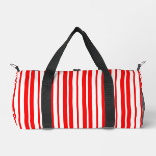 Red White Vertical Stripes Pattern Design Duffle Bag