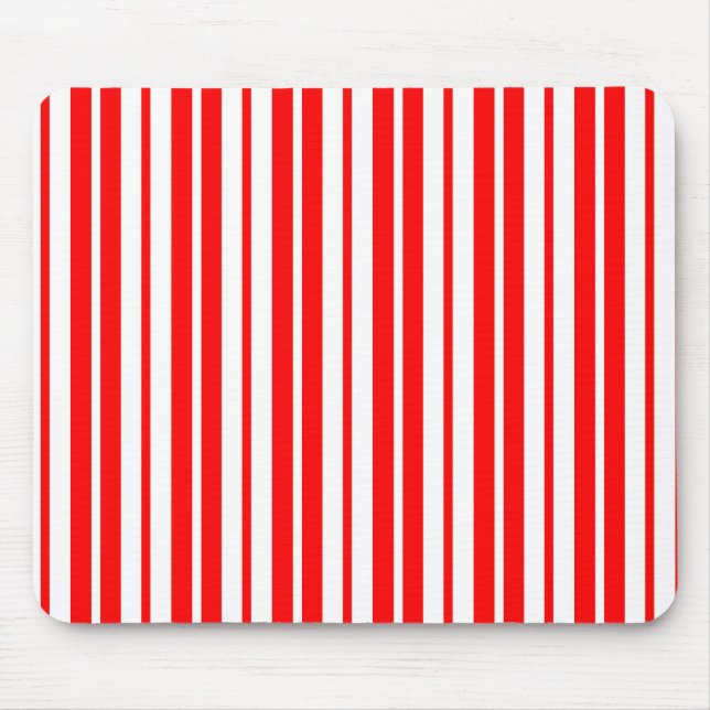 Red White Vertical Stripes Pattern Design Mouse Pad (Front)
