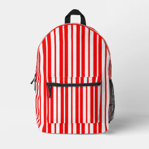 Red White Vertical Stripes Pattern Design Printed Backpack