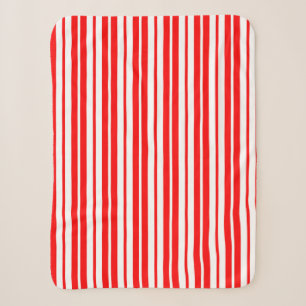 Red White Vertical Stripes Pattern Design Sherpa Blanket
