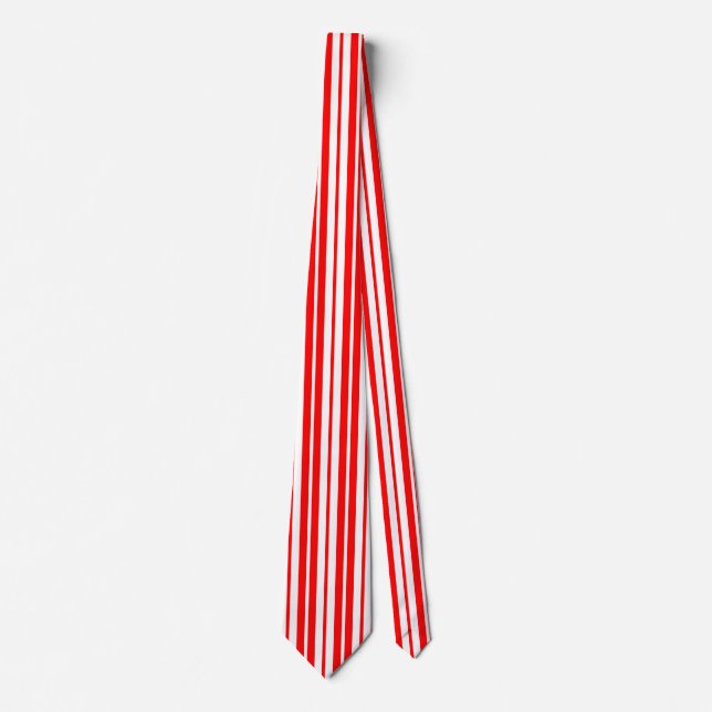 Red White Vertical Stripes Pattern Design Tie (Front)