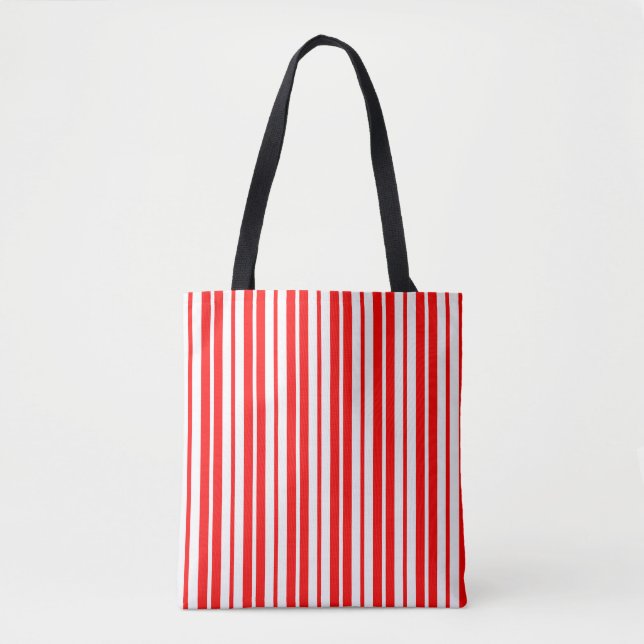 Red White Vertical Stripes Pattern Design Tote Bag (Front)