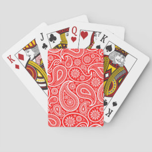 Red & White Vintage Paisley Pattern Playing Cards