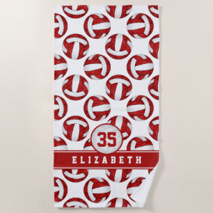 red white volleyball team colours girls custom beach towel