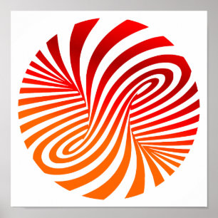 Red & White Vortex Pattern - Optical Illusion  Poster