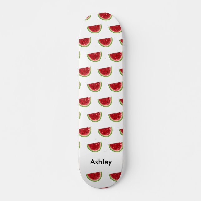 Red White Watermelon Summer Pattern  Skateboard (Front)