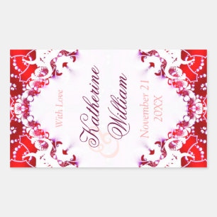Red+White Wedding Wine 4.5 x 2.7in Stickers