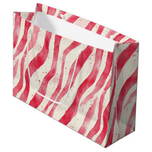 Red White Whimsical Stripes Birthday Large Gift Bag