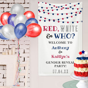 Red, White & Who? 4th Of July Gender Reveal Party Banner