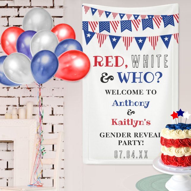 Red, White & Who? 4th Of July Gender Reveal Party Banner (Creator Uploaded)