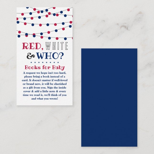 Red, White & Who? 4th Of July Gender Reveal Party Enclosure Card (Front/Back)