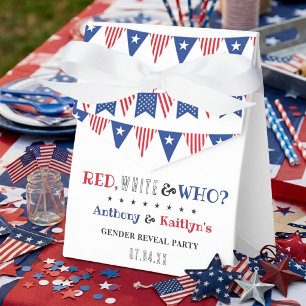 Red, White & Who? 4th Of July Gender Reveal Party Favour Box