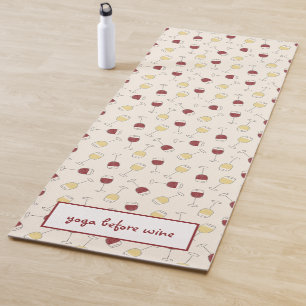 Red White Wine Glass Yoga Before Wine Yoga Mat