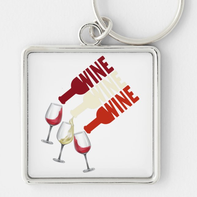 Red White Wine Key Ring (Front)