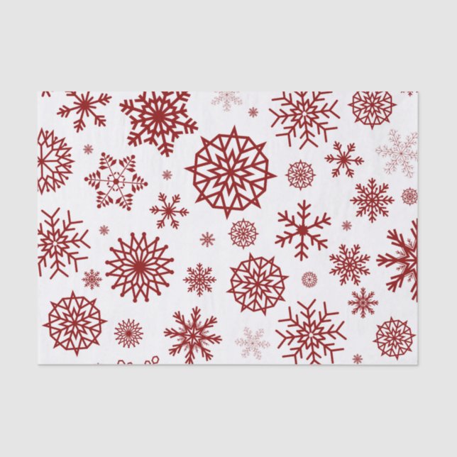Red White Winter Snowflake Christmas Holidays Tissue Paper (Front)