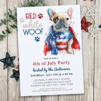 Red White Woof Patriotic French Bulldog 4th O July