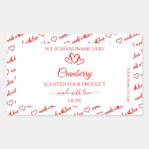 Red White Word Cloud Product Labels Cute Hearts