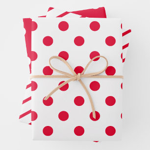 Red & White Wrapping Paper Sheets