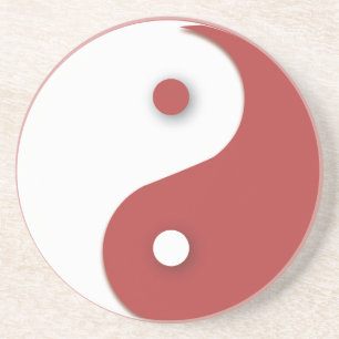 Red & White Yin & Yang Coaster