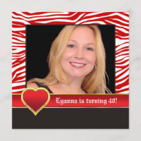 Red, white zebra & heart 40th birthday photo