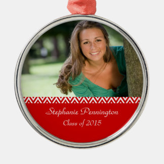 Red white zig zag graduation photo ornament