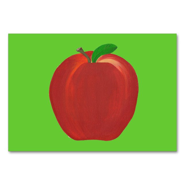 Red whole apple reading flashcards for adults table number (Front)