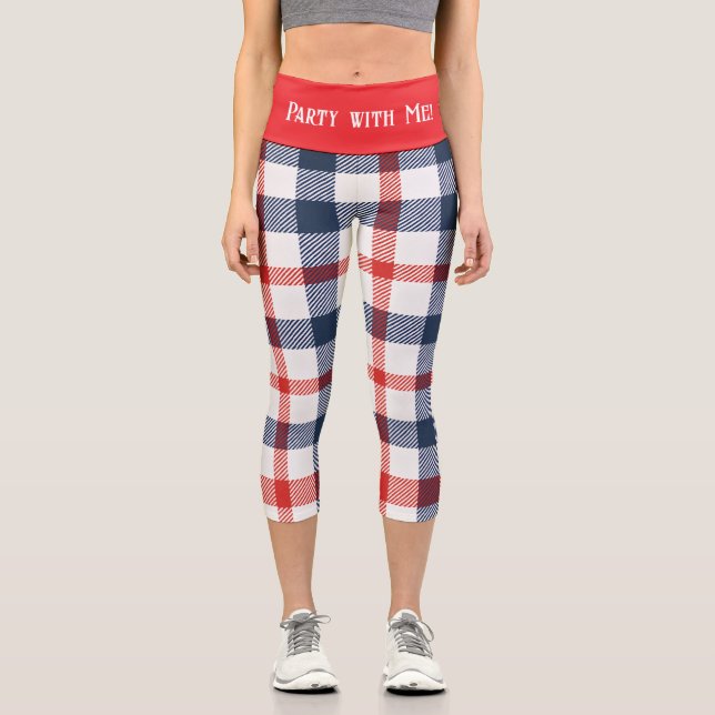 RED WHTE and BLUE Custom High-Waisted Capris (Front)