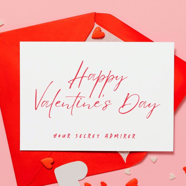 RED WHTE MODERN XOXO HEART TEXT CUSTOM VALENTINES  CARD (Creator Uploaded)