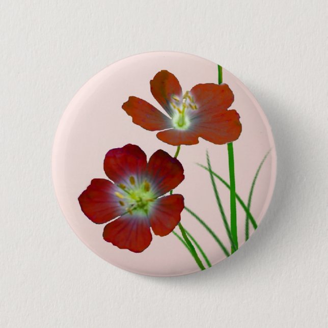 Red Wildflower 6 Cm Round Badge (Front)