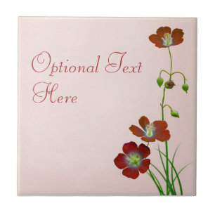 Red Wildflower Ceramic Tile