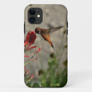 Red wildflower hummingbird iPhone 11 case